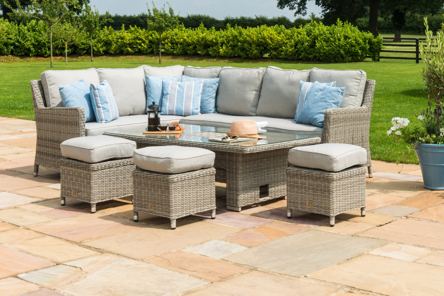 Oxford Corner Dining Set With Rising Table And Ice Bucket | Blue Lagoon