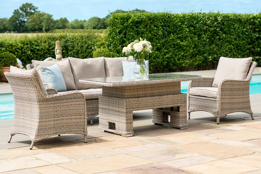 Cotswold 3 Seat Sofa Dining Set With Rising Table Blue Lagoon Furniture