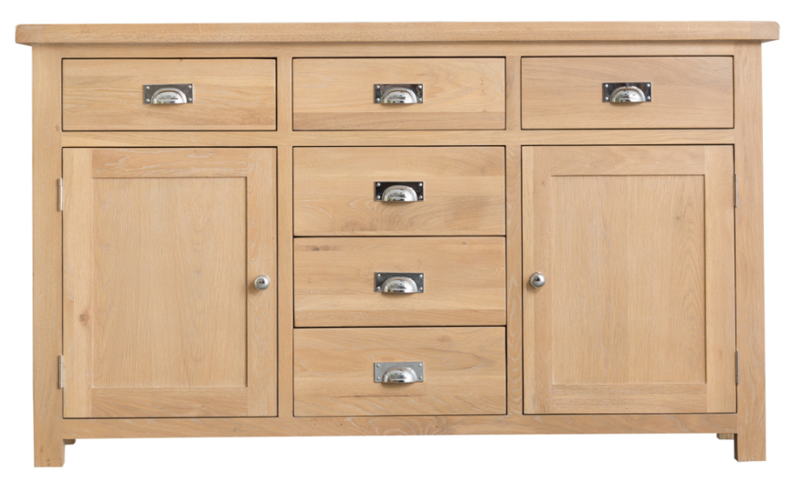 Belle Lime- Washed Oak 2 Door 6 Drawer Sideboard | Blue Lagoon Furniture