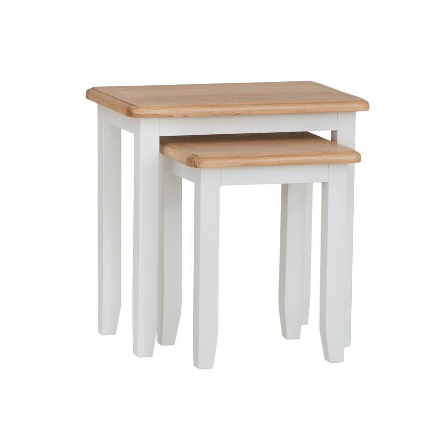 Rosie Painted Oak Nest Of 2 Tables- White | Blue Lagoon Furniture