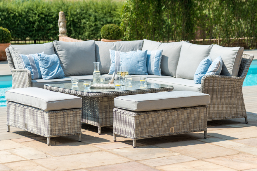 Oxford Royal Corner Sofa Dining Set With Rising Table And Ice Bucket